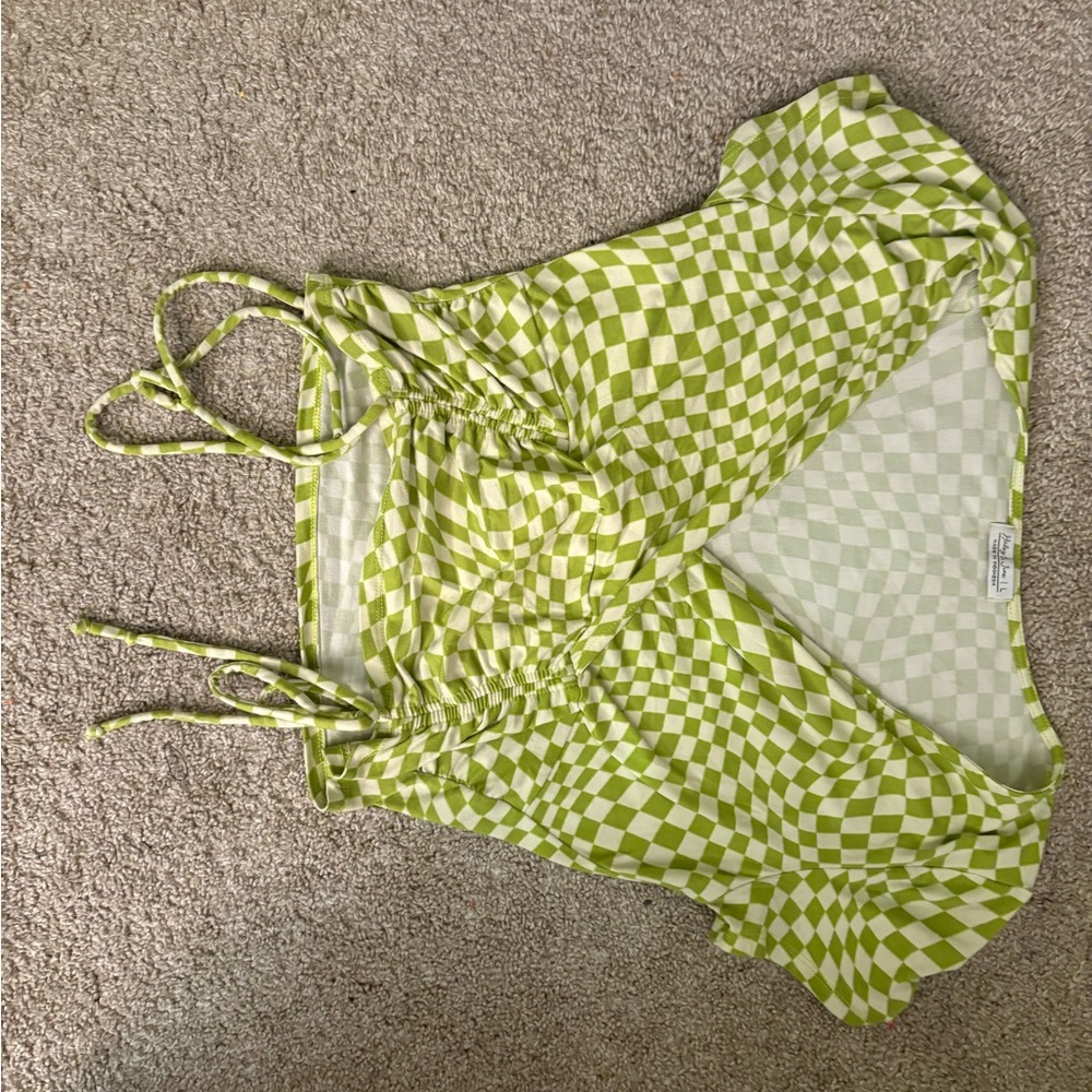 Green Checkered Crop Top